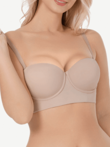 Multi-Functional Bra For Large Busts Popular with its built-in support that doesn’t sacrifice any comfort, this comfortable bra can be worn in a variety of ways either by wrap the chest or double shoulder straps style. The bottom band is wide and stretchable for additional support that is especially helpful for fuller busts. The anti-skid and anti-roll design on the edge prevents the cups from sliding down and the steel ribs on the sides prevent curling up.
